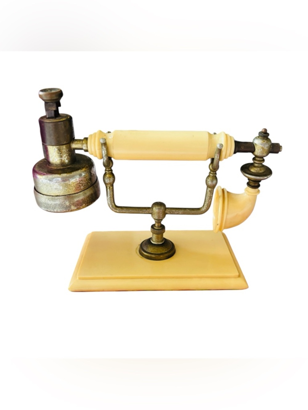 French Telephone Mid Century Desk Phone Japan Brass MCM VTG